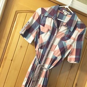 Plaid Cotton T-shirt Dress
